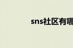 sns社區(qū)有哪些（SNS社區(qū)）