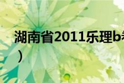 湖南省2011樂理b卷答案（湖南省2011計(jì)劃）