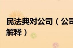 民法典對公司（公司法案例：裁判經(jīng)驗與法理解釋）