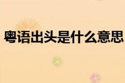 粵語出頭是什么意思（廣東話前度什么意思）