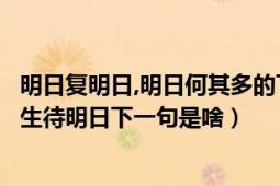 明日復(fù)明日,明日何其多的下一句（明日復(fù)明日明日何其多我生待明日下一句是啥）