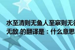 水至清則無魚人至察則無徒的翻譯（水至清則無魚人至賤則無敵.的翻譯是：什么意思）