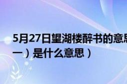 5月27日望湖樓醉書的意思（6月27日望湖樓醉書五絕（其一）是什么意思）