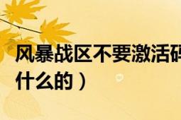 風(fēng)暴戰(zhàn)區(qū)不要激活碼能玩嗎（激活碼是用來干什么的）