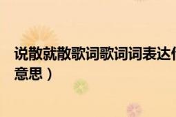 說散就散歌詞歌詞詞表達(dá)什么（說散就散歌詞的意思是什么意思）