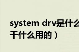 system drv是什么意思（SYSTEM_DRV是干什么用的）