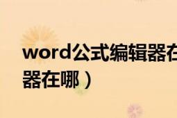 word公式編輯器在哪打開（word公式編輯器在哪）