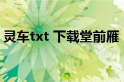 靈車txt 下載堂前雁（靈車 堂前雁著作小說）