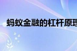 螞蟻金融的杠桿原理（金融杠桿原理圖解）