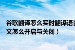 谷歌翻譯怎么實(shí)時翻譯語音（谷歌翻譯語音輸出自動朗讀譯文怎么開啟與關(guān)閉）