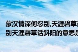 蒙漢情深何忍別,天涯碧草話斜陽(yáng)的意思解釋（蒙漢情深何忍別天涯碧草話斜陽(yáng)的意思是什么意思）