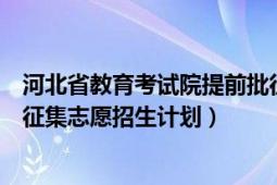 河北省教育考試院提前批征集志愿（河北省教育考試院一本征集志愿招生計(jì)劃）