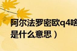 阿爾法羅密歐q4啥意思（阿爾法羅密歐166是什么意思）