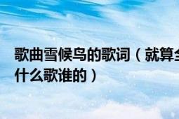 歌曲雪候鳥的歌詞（就算全世界在下雪就算候鳥也南飛這是什么歌誰的）