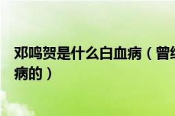 鄧鳴賀是什么白血?。ㄔ?jīng)的童星鄧鳴賀是怎樣發(fā)現(xiàn)得白血病的）